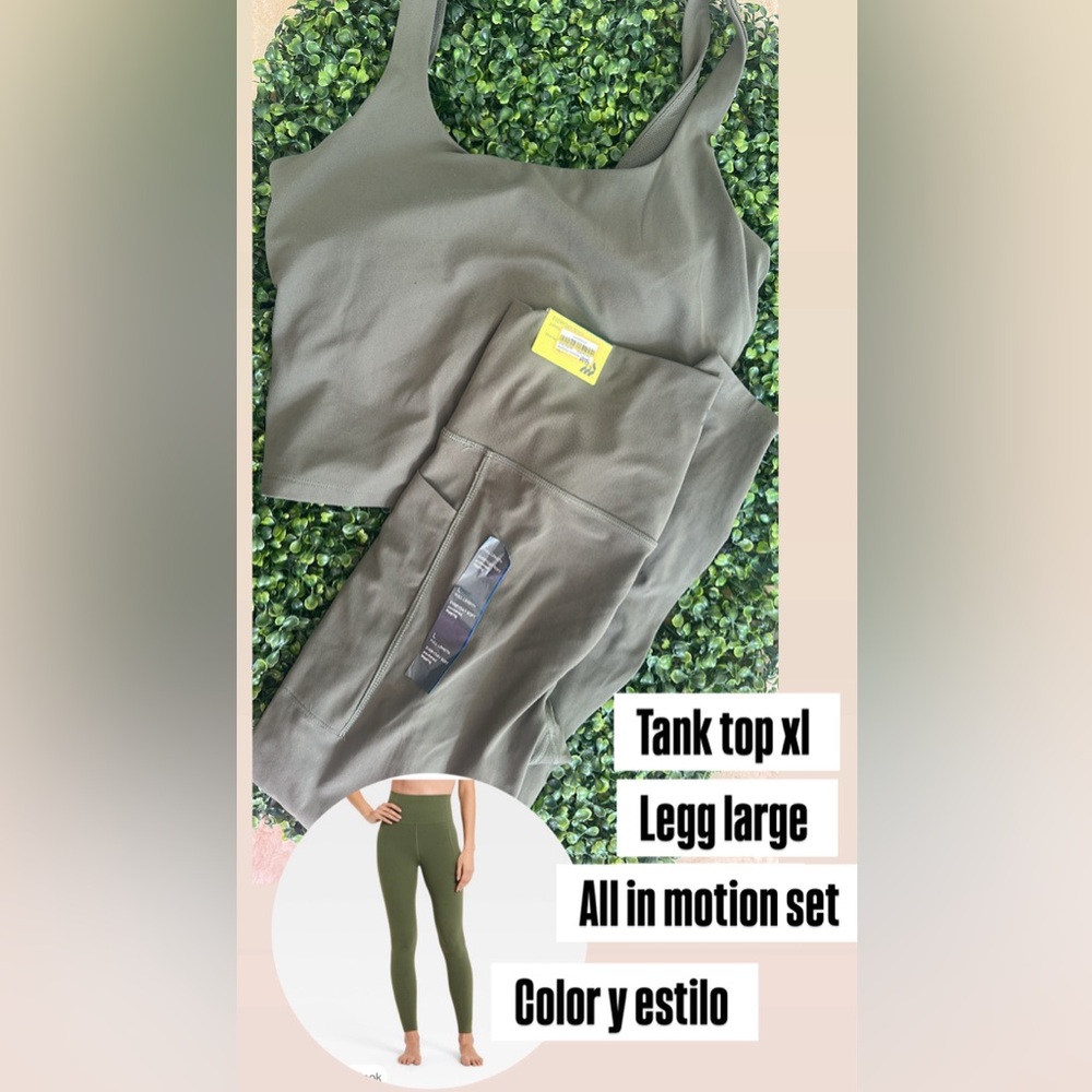 all in motion Olive Green Tank Top & Leggings Set